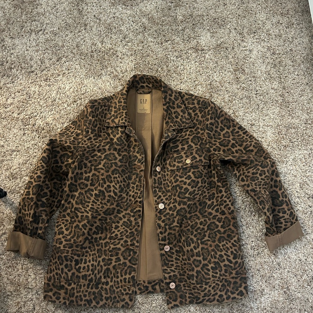 GAP Animal Print Jacket in Brown and Black
